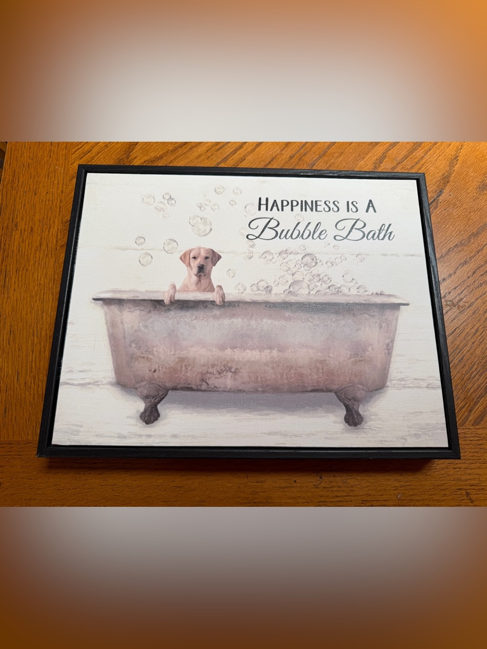 Labrador Decor - Bubble bath Sign 11x14 black frame